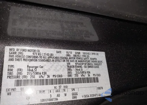 2013 Ford Focus Se из США, поврежденный, VIN 1FADP3F26DL168257